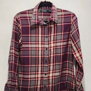 Lauren Ralph Lauren Plaid Button Down Shirt Women's Size‎ Petite Medium